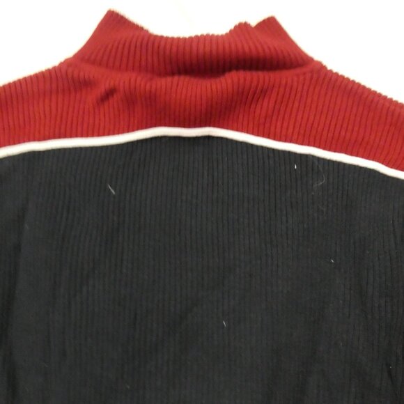 NOMI | medium | Ribbed Burgundy and Black Partial Zip-Up Sweater - Picture 9 of 15